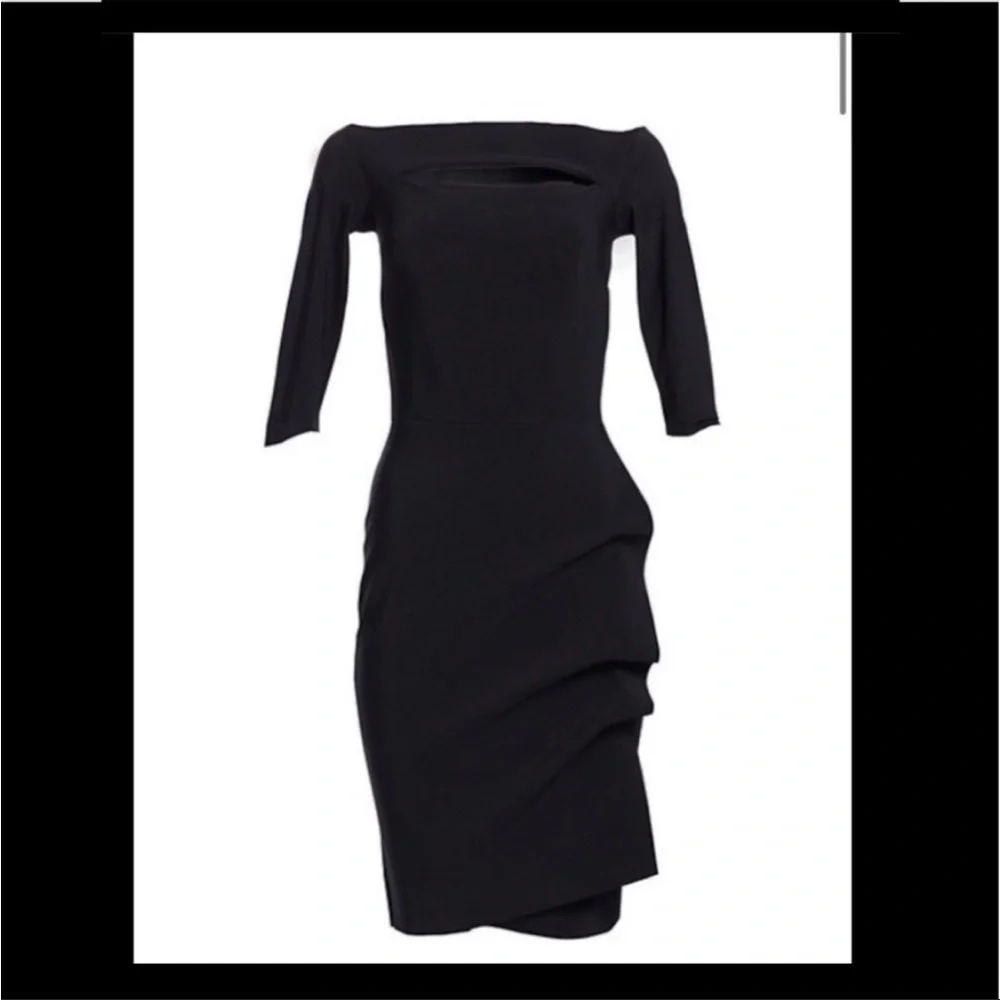 Chiara Boni ruffled Black dress black size stretch off shoulder slits body con - Picture 1 of 6
